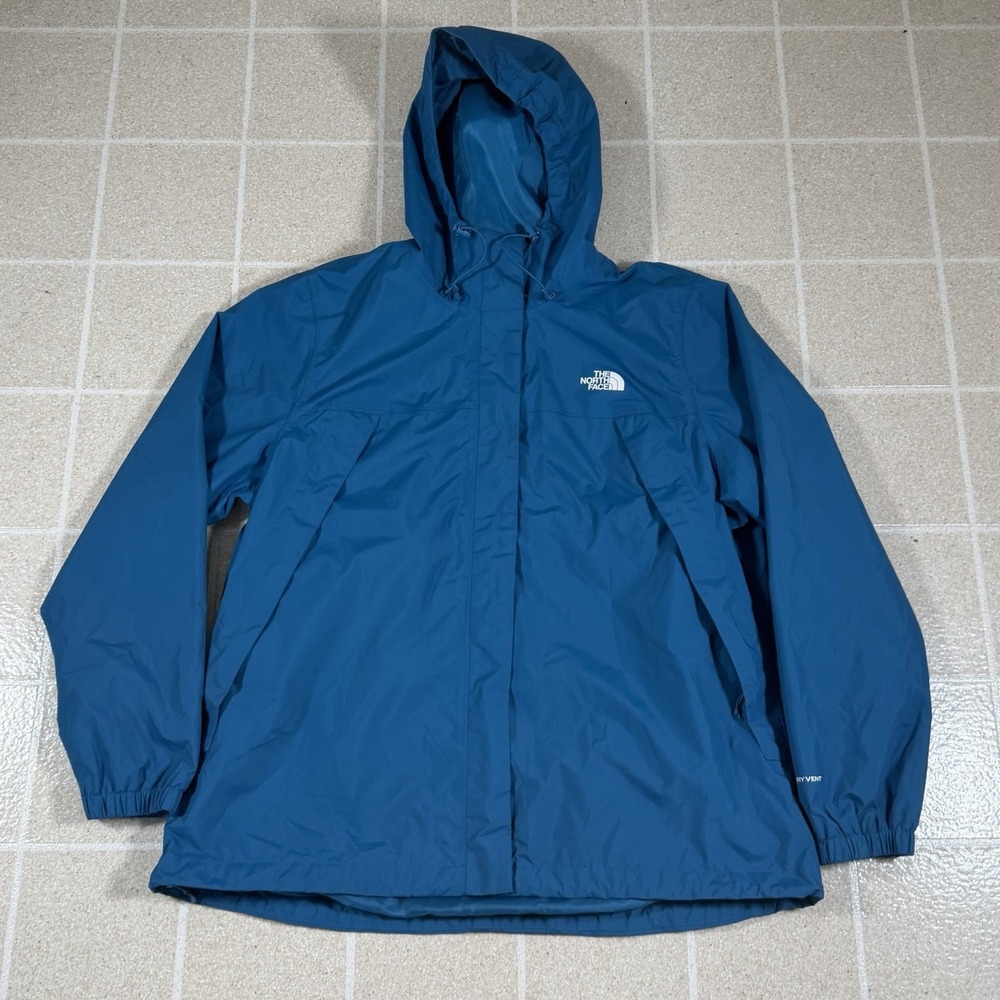 North Face Antora Dryvent Rain Coat Jacket Blue Full Zip Hooded Prep Women's XL
